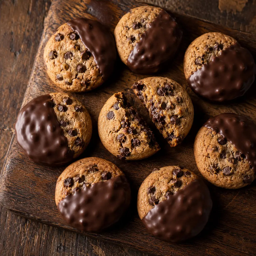 Ganache-Dipped Chocolate Chip Cookies