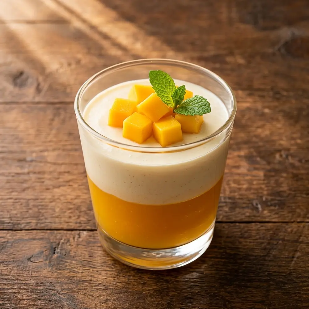 Gelatina de Mango con Mousse de Yogurt