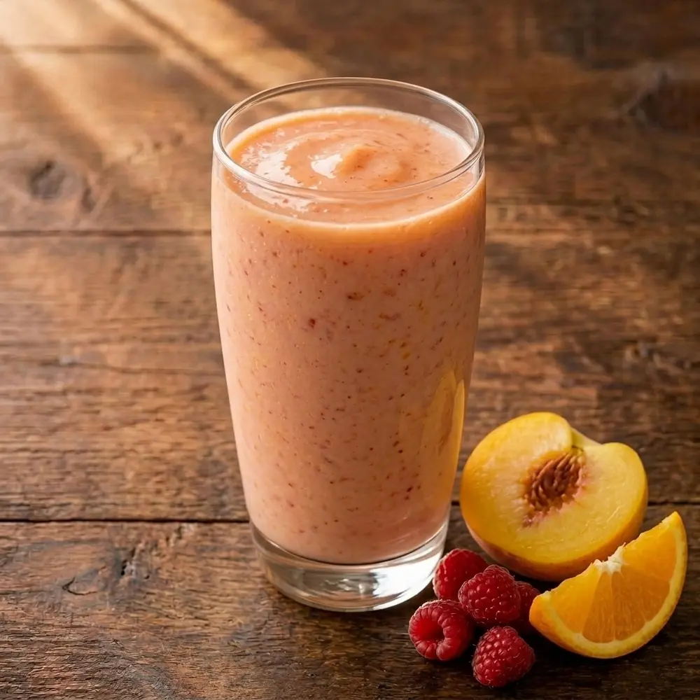 Peach, Raspberry and Orange Smoothie